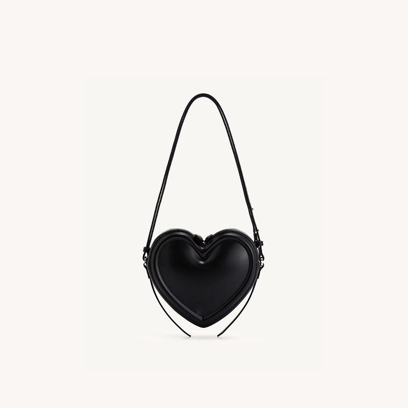European and American JW same-style heart-shaped crossbody bag niche design sweet and cool festive red heart bag for Chinese New Year чёрный
