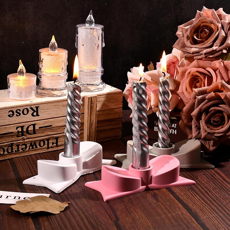 DIY Kerzenhalter Silikonform Schleifenform Tropfkleber Gipsform Handgefertigte Duftkerzenständer Basis Silikonform