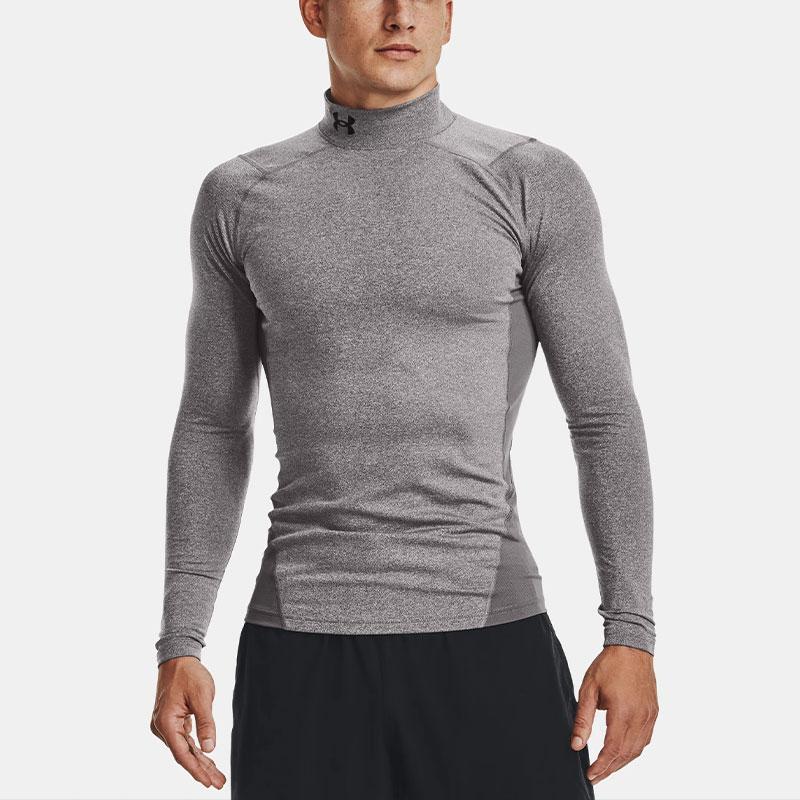 Under Armour Solid Color Mock Neck Fitted Long Sleeve T-Shirt Men Tops 1366072-020