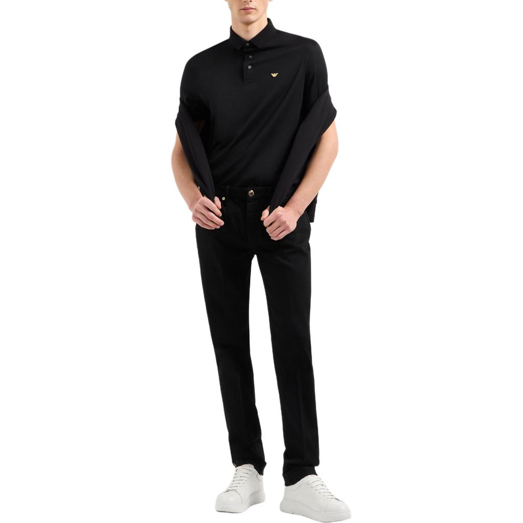 Emporio Armani Solid Color Polo Collar Logo Short Sleeve Polo Shirt Men Tops Black EM001704-AF10017-MC184