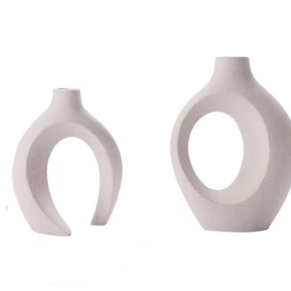 

2 pieces/pair Minimalist Imitation Ceramic Vase Removable Hollow Nordic Vase Flower Vases Bedhead