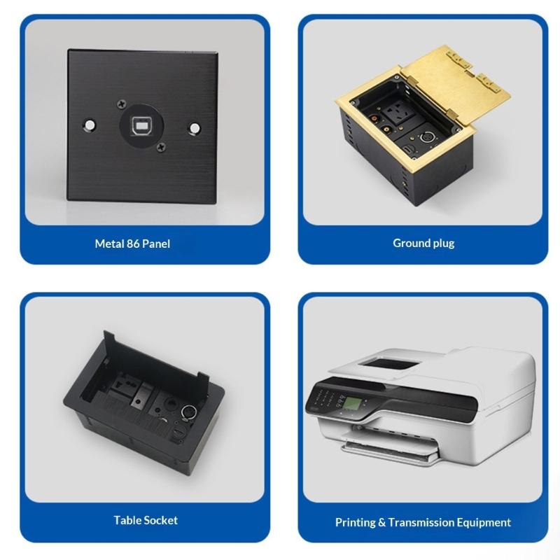 Female USB A to Female USB B Direct Adapters for Printer Scanners Connection USB 2.0 480Mbps Data Transfer Metal Texture