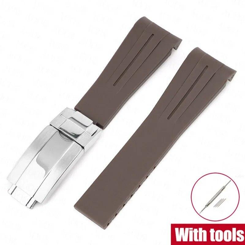 Rubber Watch Band Fit for Omega X Swatch Moonswatch 20mm Stainless Steel Folding Buckle Men Women Curved Replace Strap for Rolex