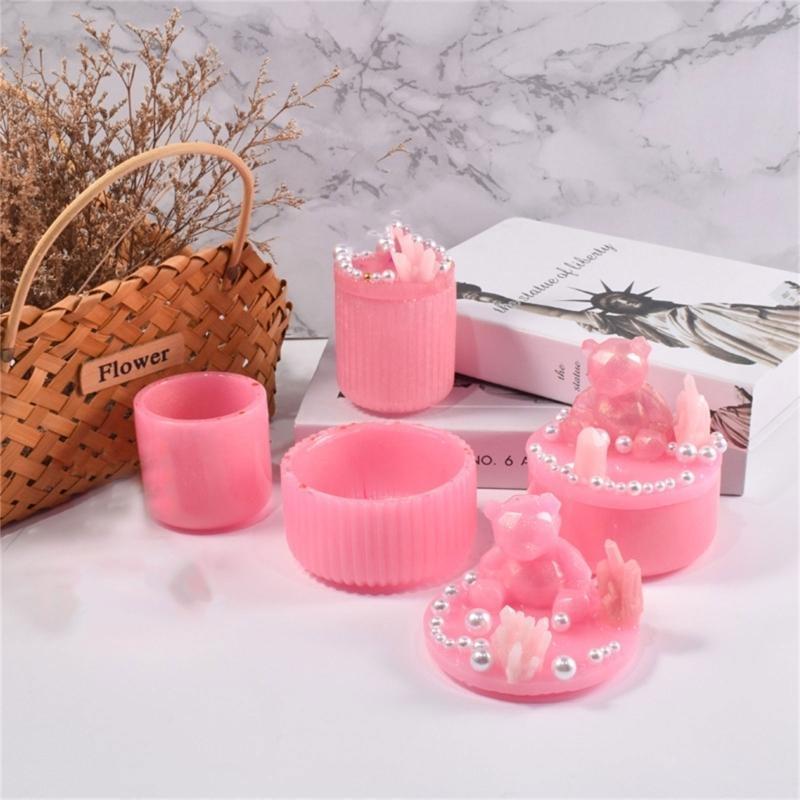 Holder Mould Reusable Silicone Mold with Lid Stand Casting Moulds Plaster Crafts DIY Soap Making Tool