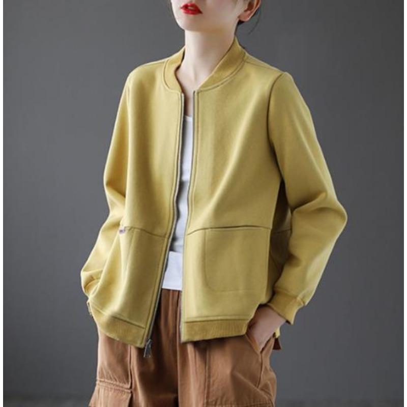 Giacca Corta da Donna Maglione Cardigan con Cerniera Largo Primavera e Autunno Uniforme da Baseball Casual per Mamma di Mezza Età