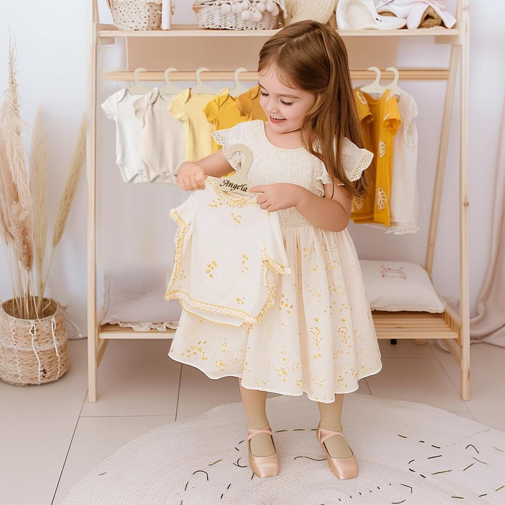 20 Packs Wooden Baby Hangers for Clothes, 9 Inch Wood Newborn Baby Girl Boy Hangers for Nursery Cute Kids Toddlers Children Infant Hanger for Baby