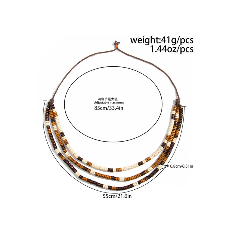 Vintage Wood Bead Splicing Necklace for Men Women Hiphop Punk Personalized Multi-Layer Necklace Jewelry Male Gift Decoration