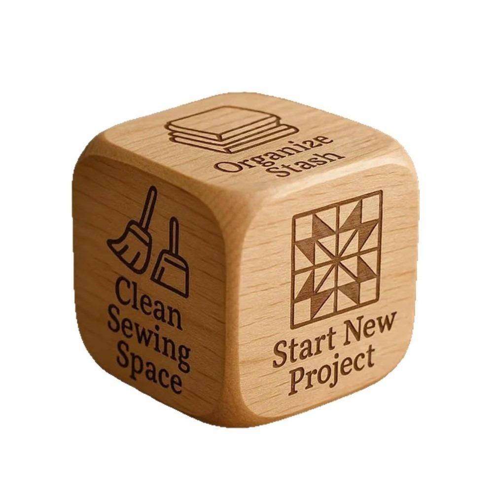 Knitting Sewing Art Craft Accessory Quilter's Dice With 6 Engraved Sewing Tasks Handmade Wooden Quilting Sewing Decision Maker