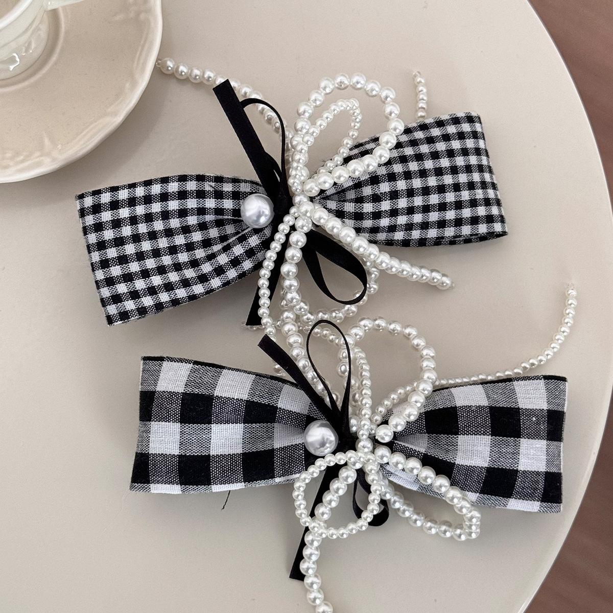 

Hair clip korean accessories femme pin for women girl bow vintage Crab popular trendy leading fashion pearl Ribbon Designer