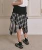 THE GREEN LAB Asymmetrical Check Denim Skirt [Charcoal Gray]