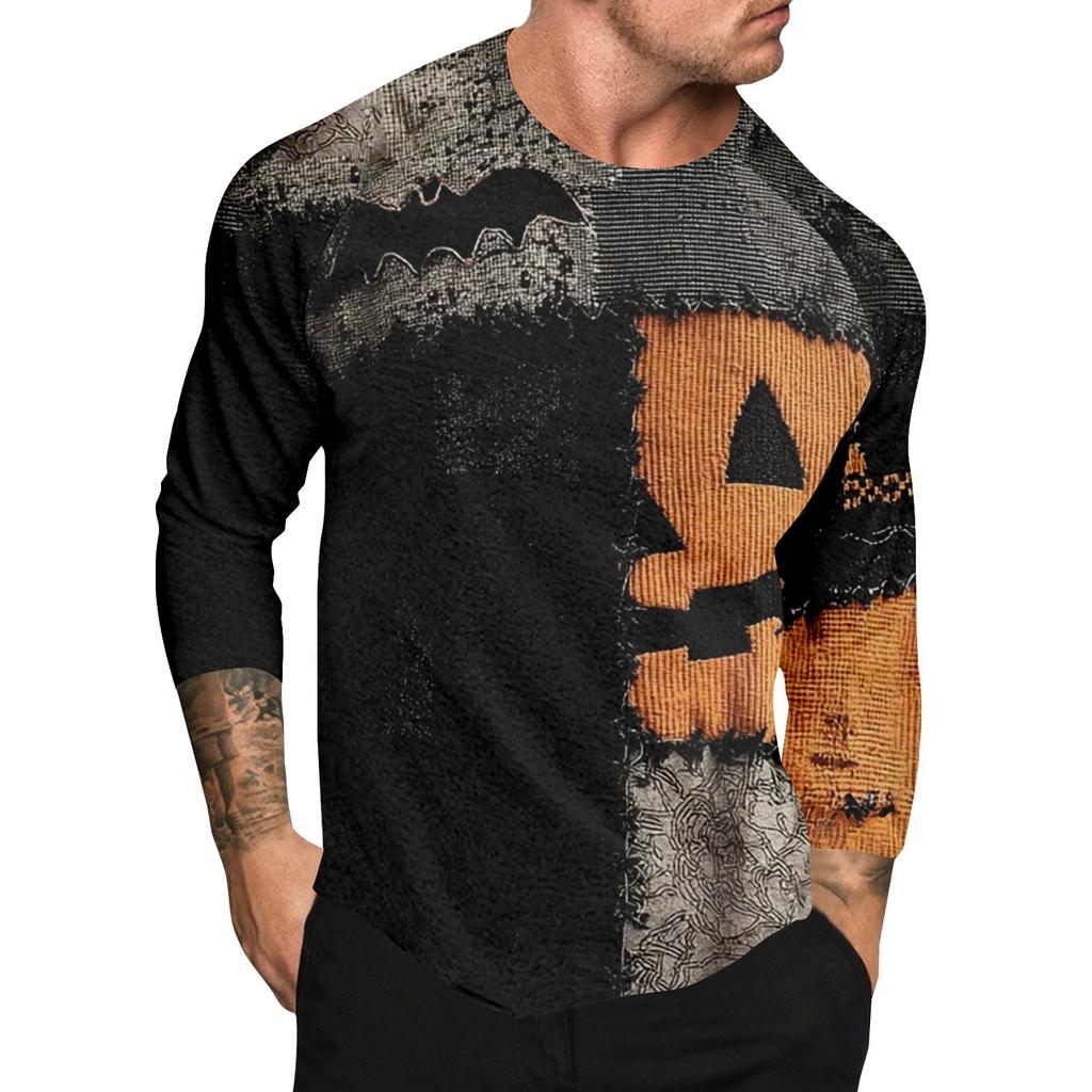 Halloween Print Raglan Sleeve Men's Long Sleeve Top