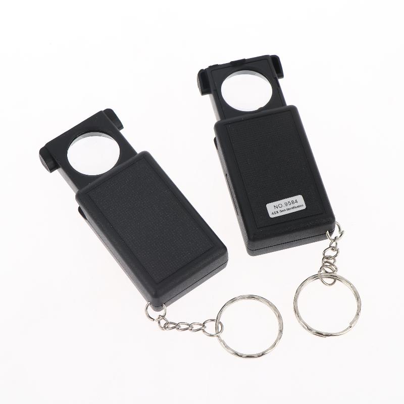 45X Mini Taschenkraftlupe für Schmuck mit LED-Licht Tragbare ausziehbare beleuchtete Lupe für Juwelier Schlüsselanhänger