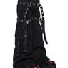 Womens Harajuku Punk Denims Flared Leg Warmer Metal Buckled Straps Pocketed Cargo Boot Cover Long Stockings Streetwear