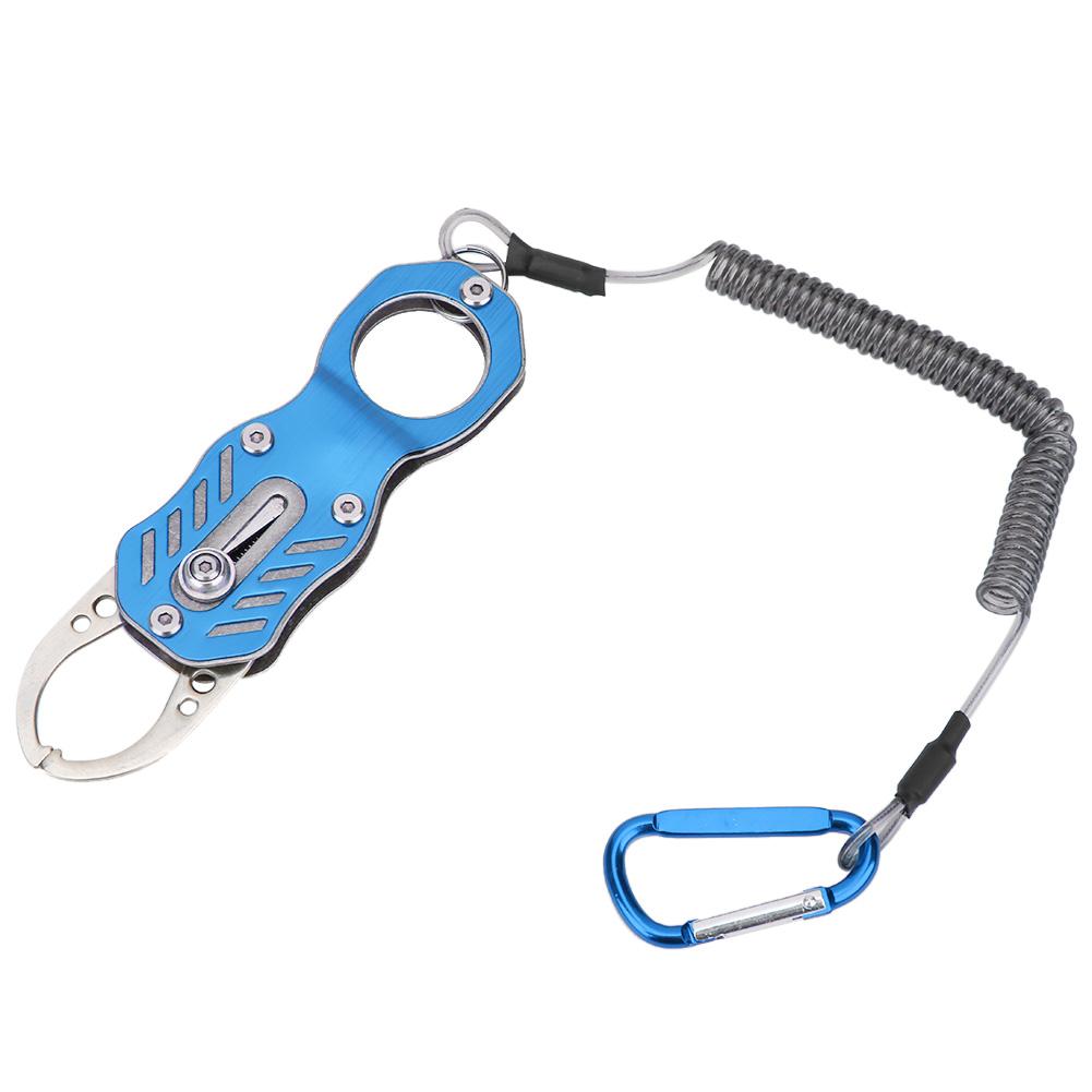 Mini Fishing Grip Aluminum Alloy Portable Fish Control Clamp with Anti‑Lost Rope(Charm Blue )