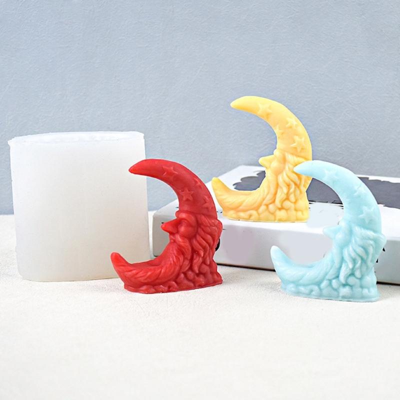 Moon Elder Shape Scented Candle Mold DIY Handmade Aromatherapies Candle Silicone Mold for Weddings and Festives Occasion