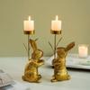 Farmhouses Bunnies Rabbit Figure Candle Holder Easters Candlestick for Spring Home Decoration and Table Centerpieces