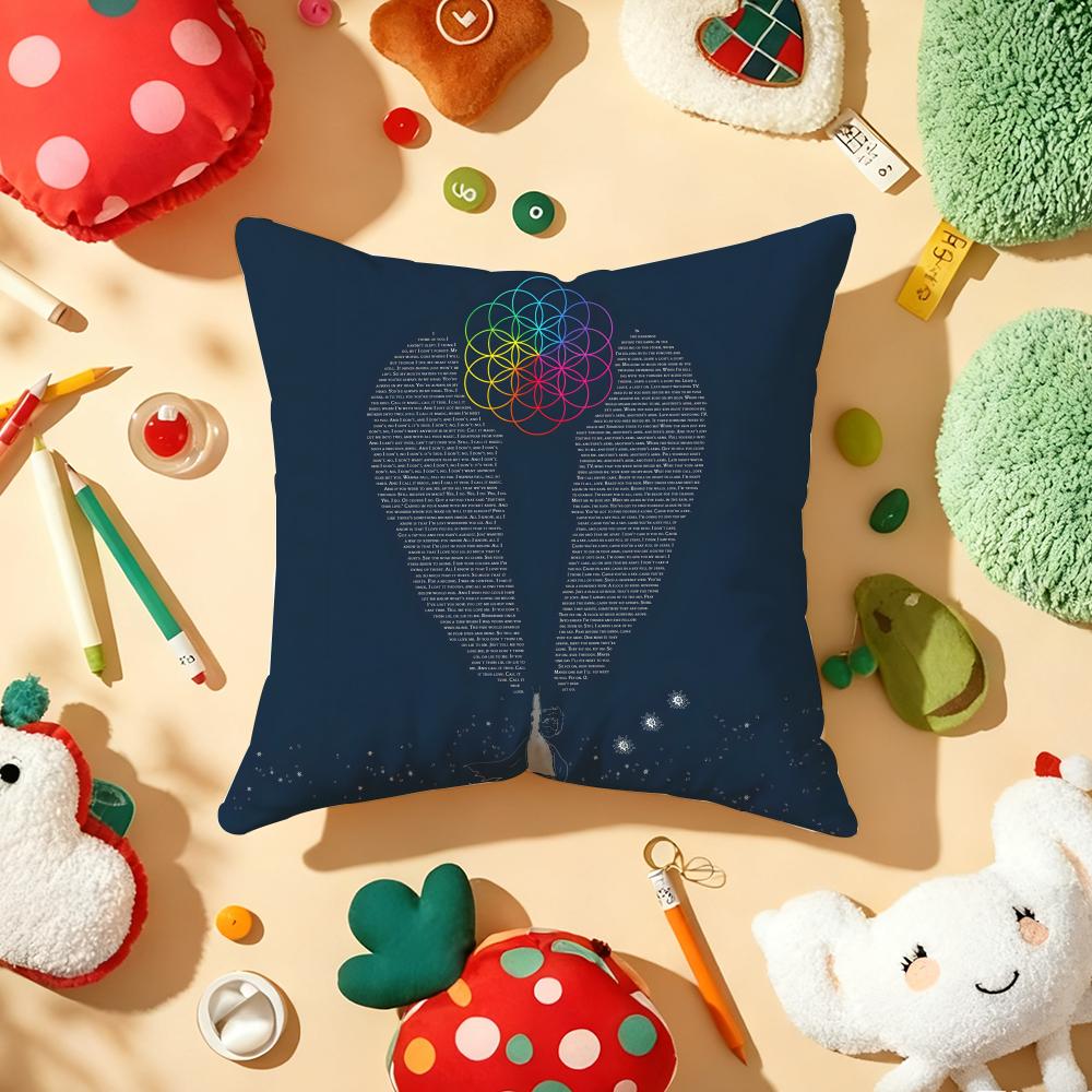 CColdplays Music Band Cushion Cover Plush Fabric Soft DoubleSided Printed Sofa Warm Winter Home Gift Pillow Cover