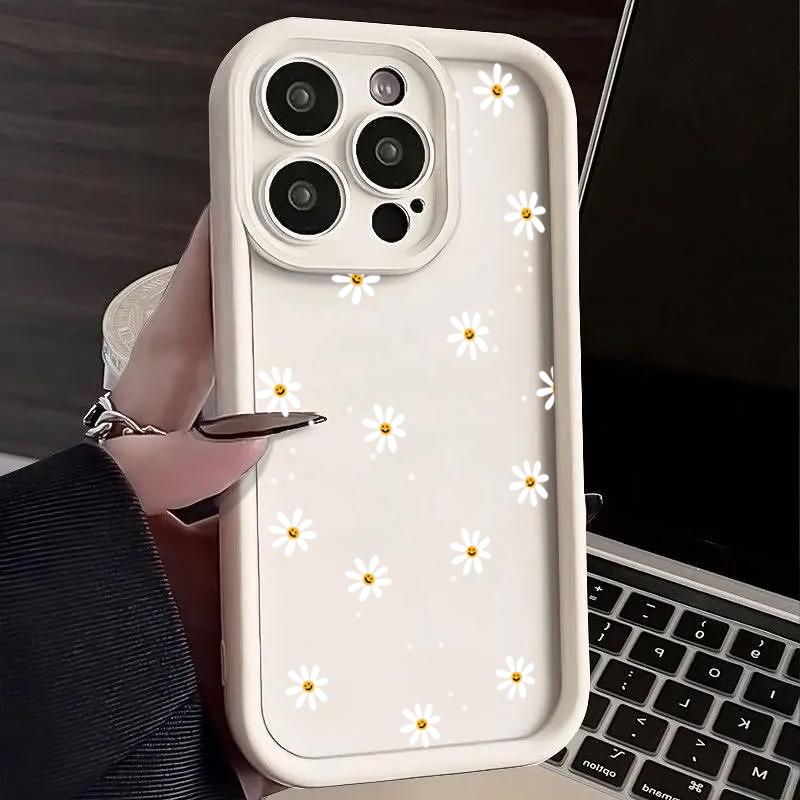 

Daisy Flower Silicone Phone Case For iPhone 17 Air 16 e 15 14 13 12 11 Pro Max Plus Mini SE Shockproof Candy Soft Bumper Cover iPhone 11 Pro