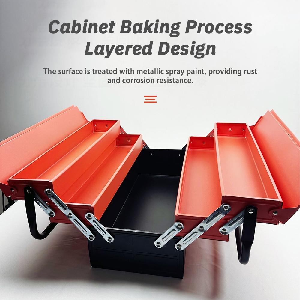 Foldable Metal Toolbox Folding Iron Tool Box Collapsible Organizer Storage Box for Car Repair Home Hand Tools Screws Nails