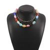2Pcs/Set Stone Colorful Resin Necklace Bead Clavicle Chain Creative Stone Beads Short Choker  Girls