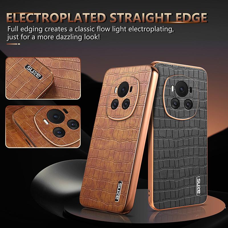 For Honor Magic6 5G Case Crocodile Pattern Leather+TPU Shockproof Phone Cover