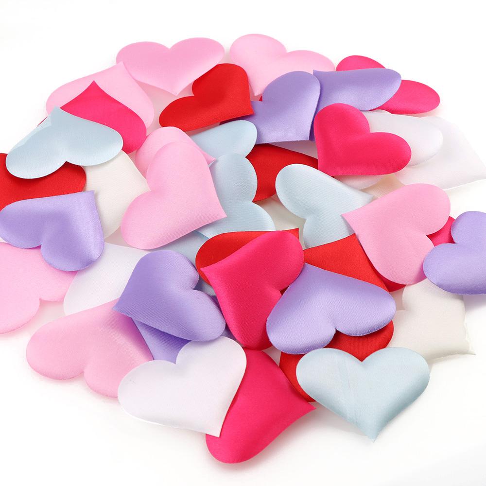 200PCS Colorful Hearts Cloth Padded Lovely Mini Peach Heart Patches Wedding Appliques DIY Sewing Accessories Craft Decor