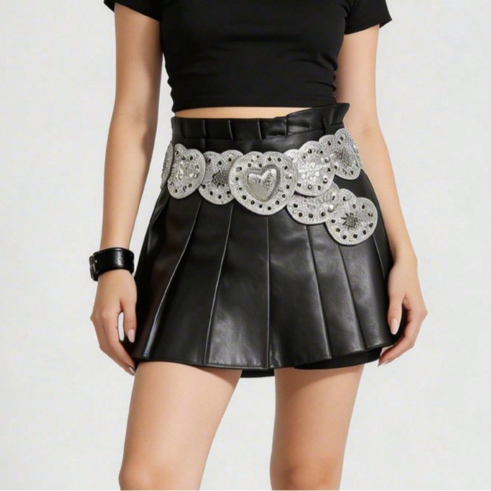 European and American Retro Love Metal Engraved Belt Wide Version Versatile Decorative Belt