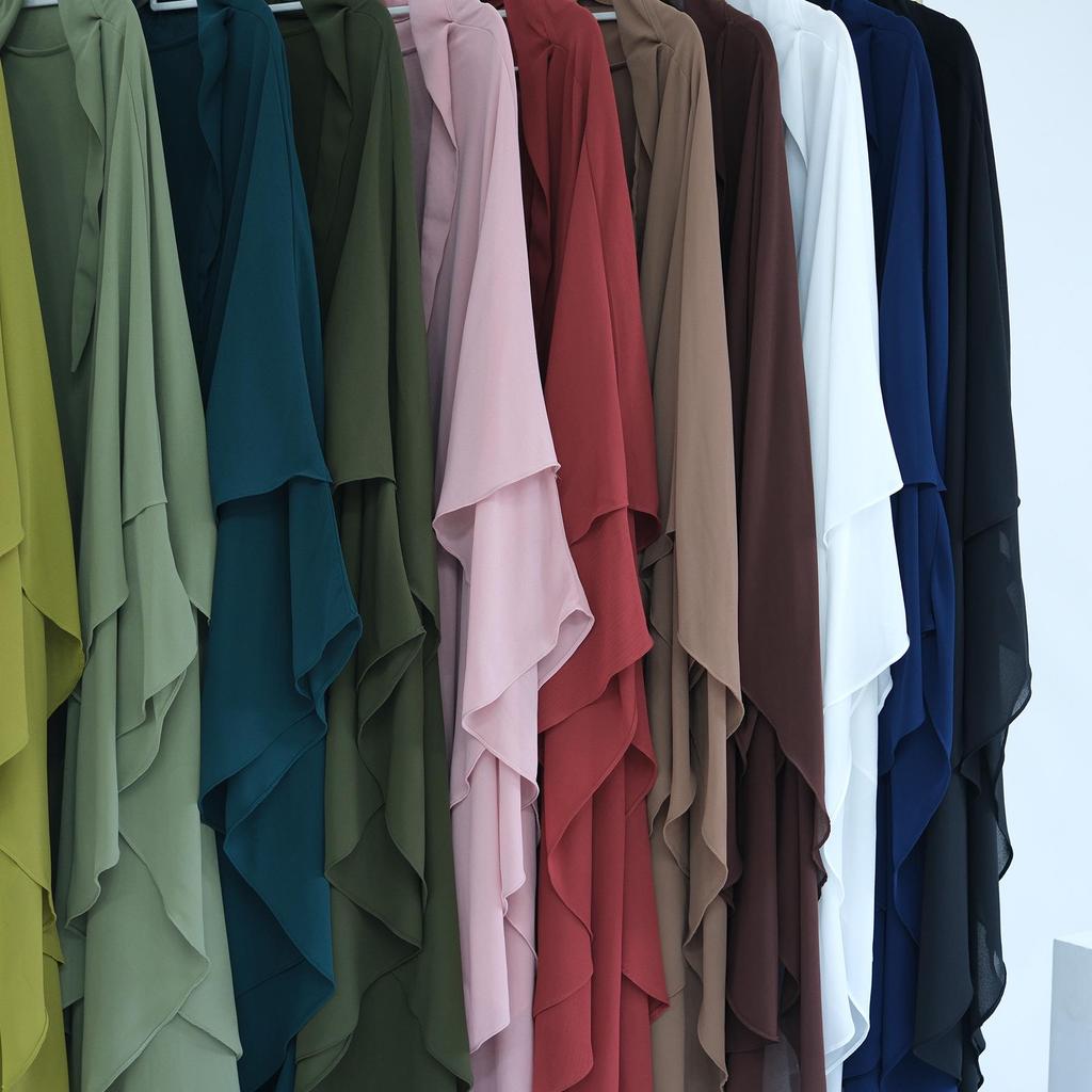 2023 Loriya Culoare Solidă Șifon Dublu Strat Cerc Complet Batic Mare HJ916