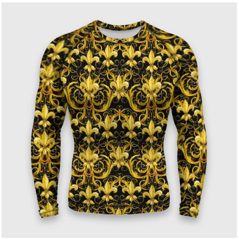Men's Spring And Autumn Fashion Street Personality 3d Printed Round Neck Long Sleeve T-Shirt Loose Breathable Plus Size Top