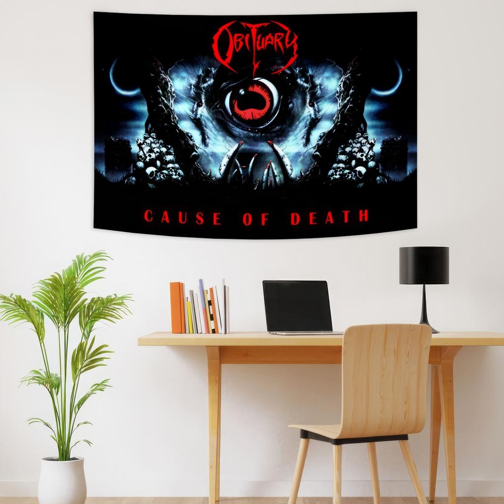 Obituarys Logo Band Death Metal Stendardo Interno Arazzo Articoli Decorazione Stanza Bandiera da Appendere a Parete Decorazione Casa Arte Sfondo Concerto