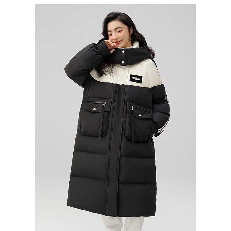 

Женский удлиненный пуховик YAYA с утолщенным утеплителем, с цветными блоками YE3B621921A S