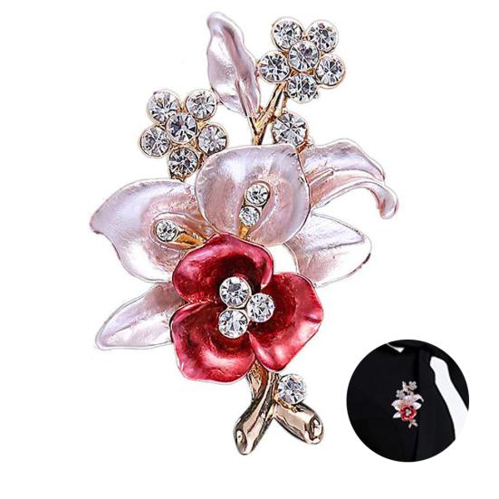 Shiny Rhinestones Flower Jewelry Women Girls Fashion Scarf Shawl Brooch Pin