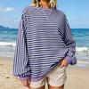 Women's Striped Sweatshirt, Casual Pullover Top for Everyday Wear