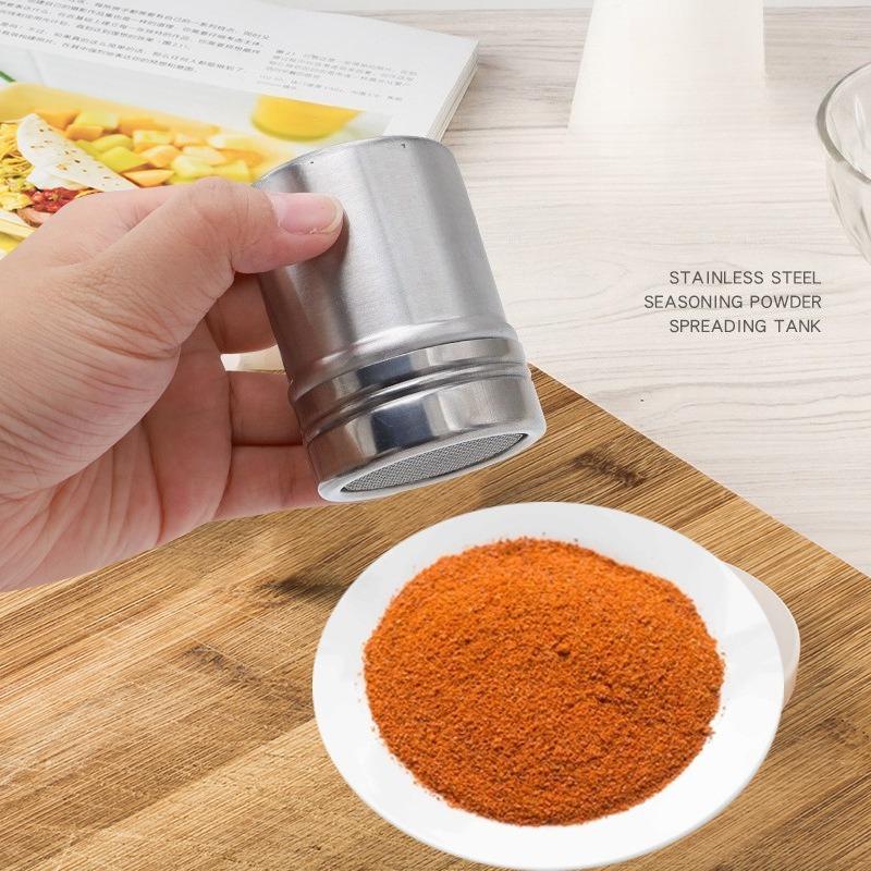 1PC stainless steel dusting can seasoning bottle dense hole loose powder sieve coffee sieve cylinder baking flour bottle sugar powder sieve