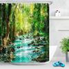 Park Garden Tree Flower Pond Nature Landscape Shower Curtain Bathroom Polyester Waterproof Fabric Curtains Home Bathtub Decor