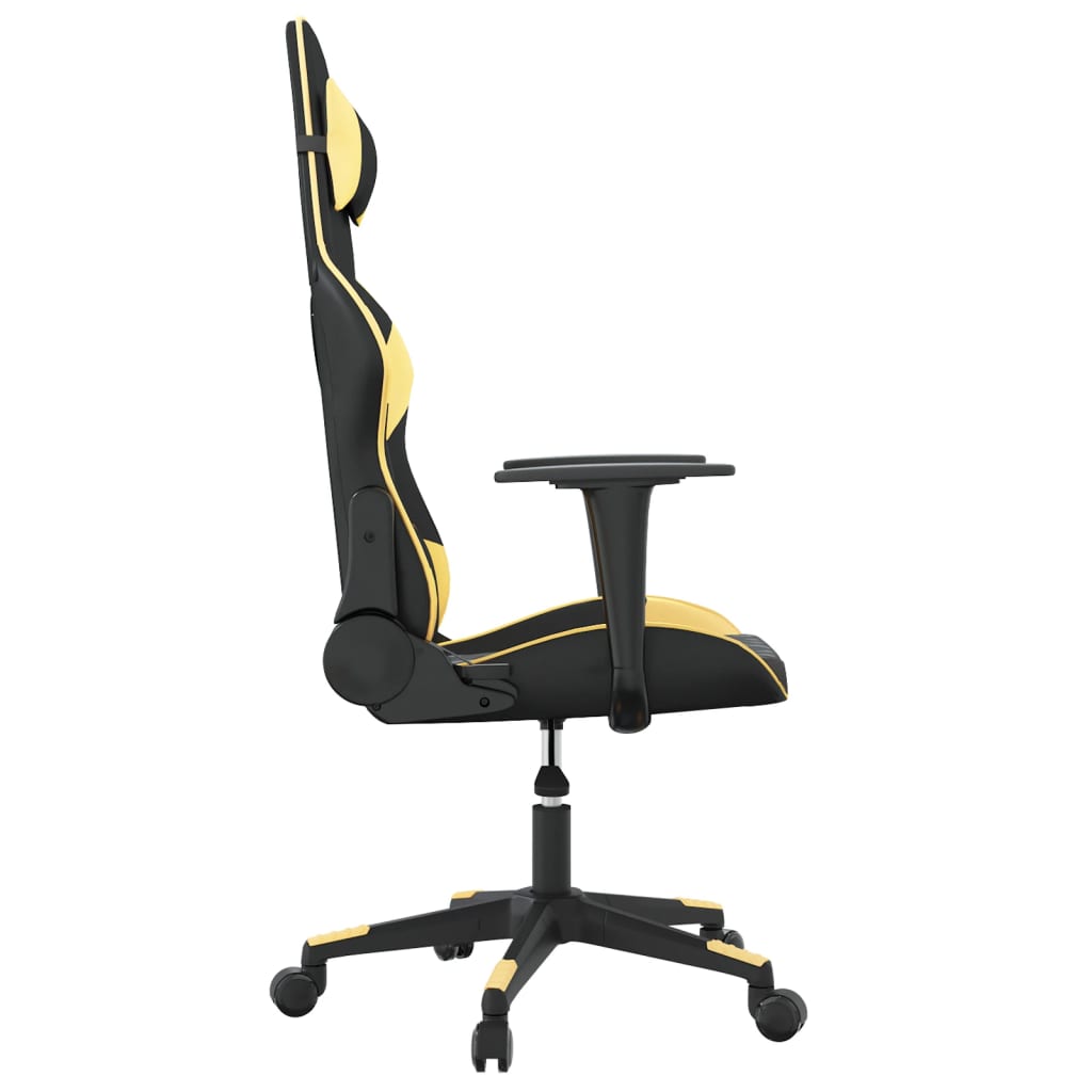Gaming Chair with Massage Function Black & Gold Faux Leather