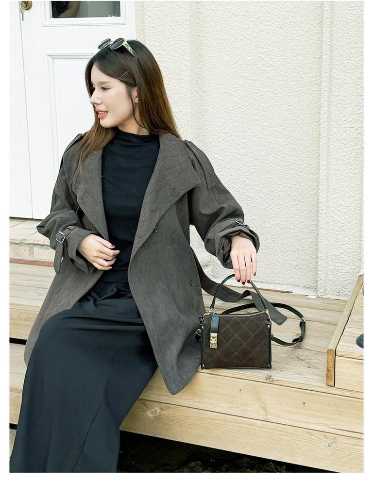 Premium Women's Top-Grain Cowhide Suede Crossbody Handbag 2025 Fashionable Small Square Bag