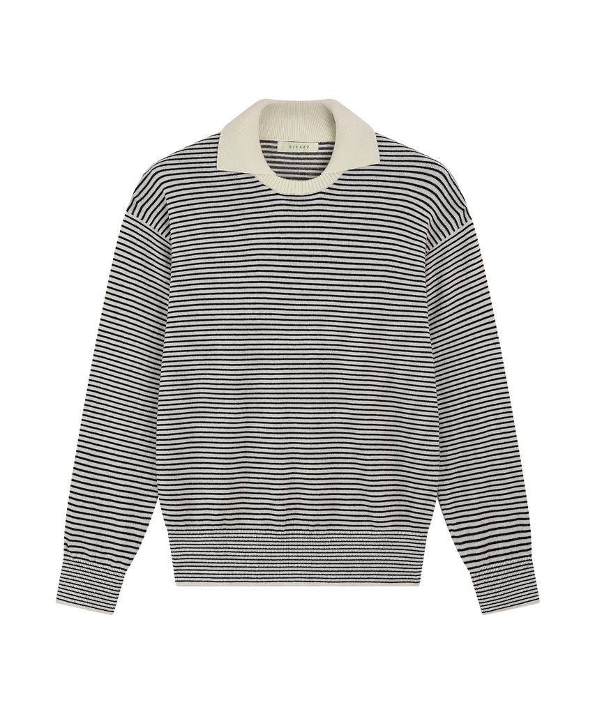 SIYAZU Sikn2207 Wool Blend Preppy Striped Knit_Cream