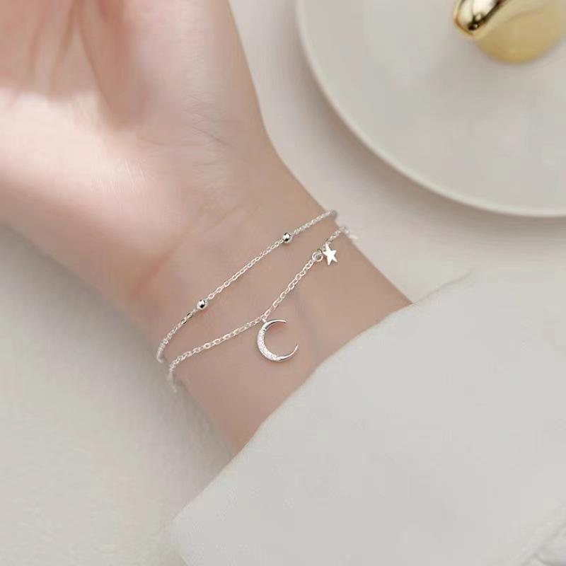 Female Light Luxury Niche Double-layer Star Moon Bracelet