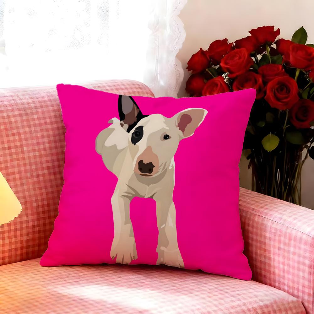 Fun Cartoon Bull Terrier Series Cushion Cover Premium Soft Pillowcase SkinFriendly  MultiPurpose for Home Office Travel
