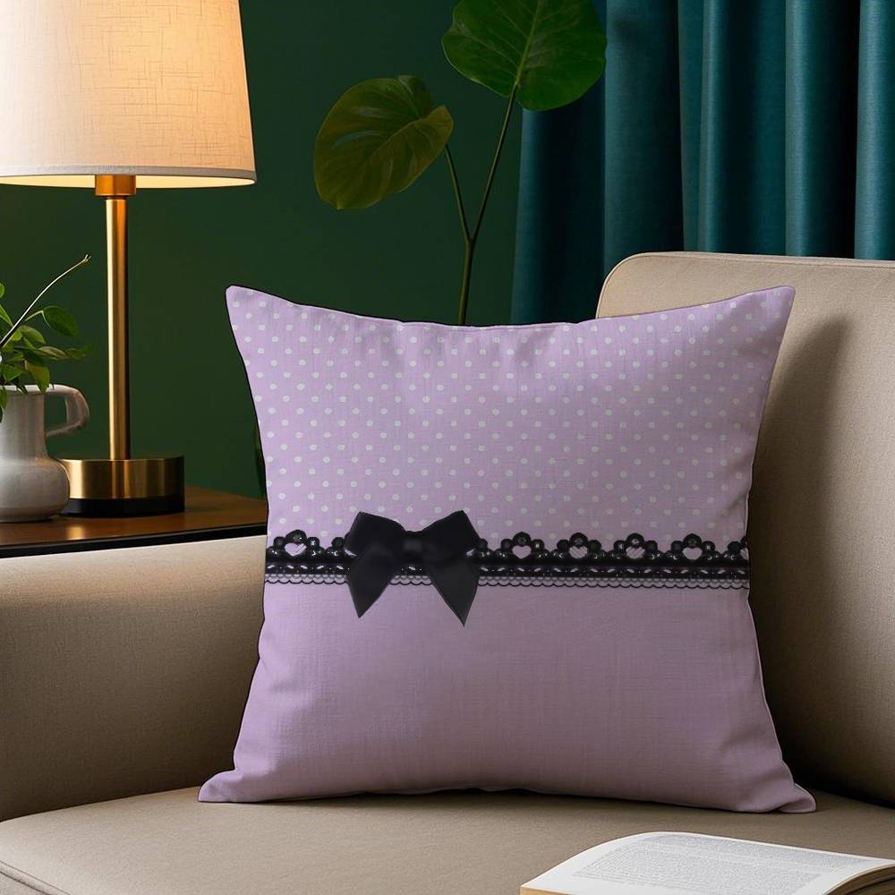 Purple Bow Pillow Case Short Plush Print Cushion Cover Square Throw Pillow Covers Sofa Home Decor