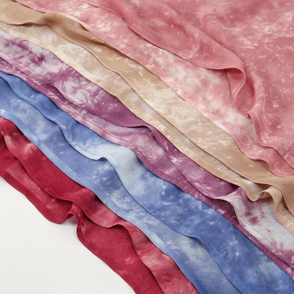 Fashion Watercolour Printed Cotton Modal Scarf Hijab for Women Muslim Long Shawls Headband Headwraps Islam Ramadan Prayer Hijab