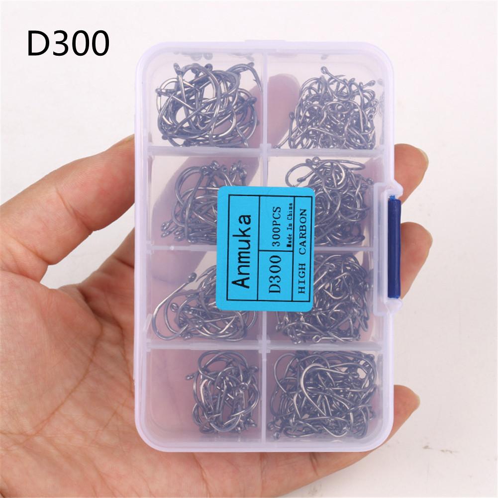300Pcs/Box ISEAMA Fish Hooks3-16# High Carbon Steel with Circle Hook Mixed