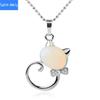Natural Stone Cute Cat Pendant Multicolor Semi Gem Personalized Necklace
