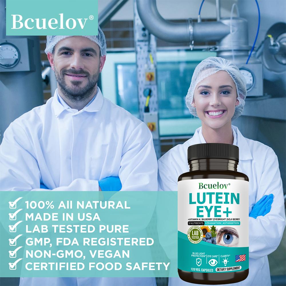 Bcuelov Lutein Eye Care Capsules Containing Corn Xanthan Astaxanthin, Blueberry to Relieve Visual Fatigue 120 Capsules for Eye Care
