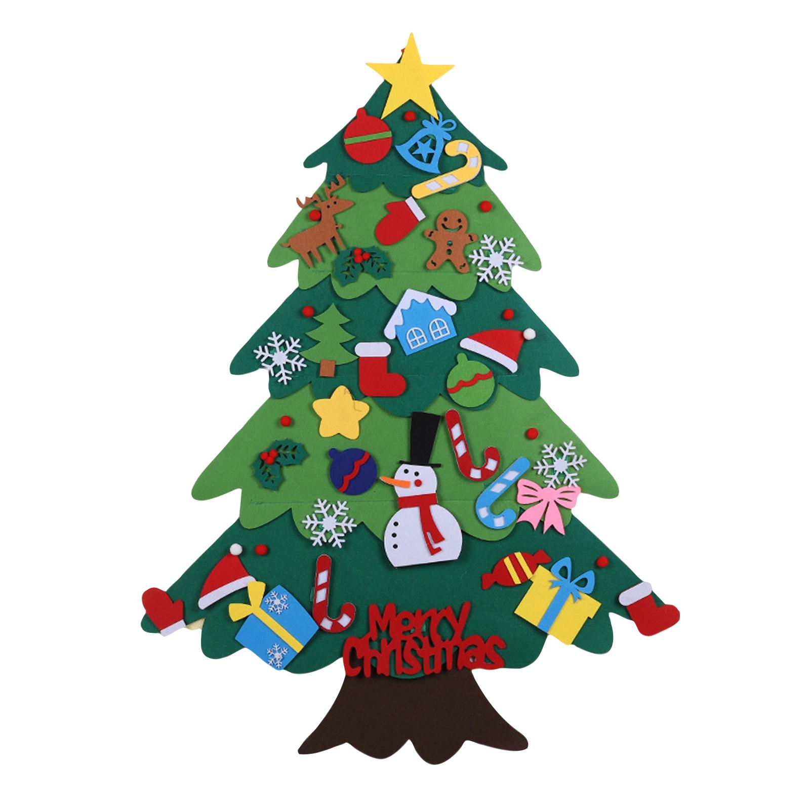 

Фетровая елка для малышей, Фетровая елка с огоньками, Идеальный набор для DIY фетровой елки, Случайные наклейки, Объемное украшение One Size