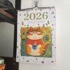 2026 Hand-Painted Cat Wall Calendar 12-Month Planner Feline Illustrations Thick Paper Calendar Gift for Pet Lovers