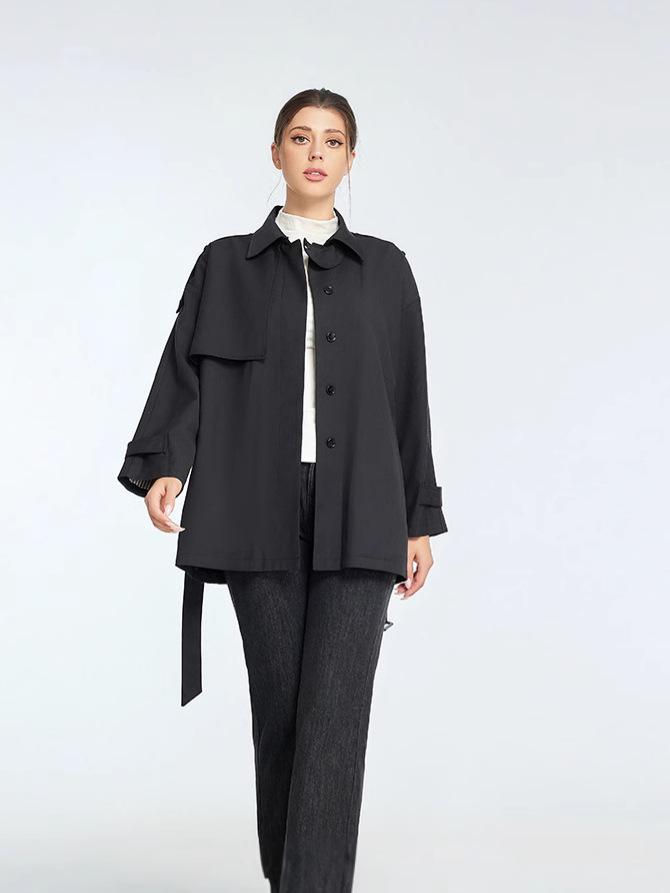 Available: Nan You Women's Asymmetric Trench Coat - 2026 Spring/Autumn Collection, Petite Size, Versatile and Stylish.
