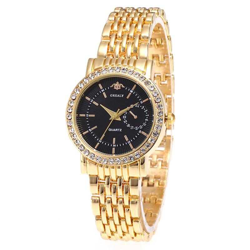 Orologio da Donna al Quarzo con Strass, Cinturino in Acciaio Legato e Design Semplice con Indici