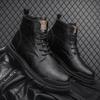 Martin boots British style winter high-top retro locomotive leather boots medium leather shoes leather large size 46 tooling boots